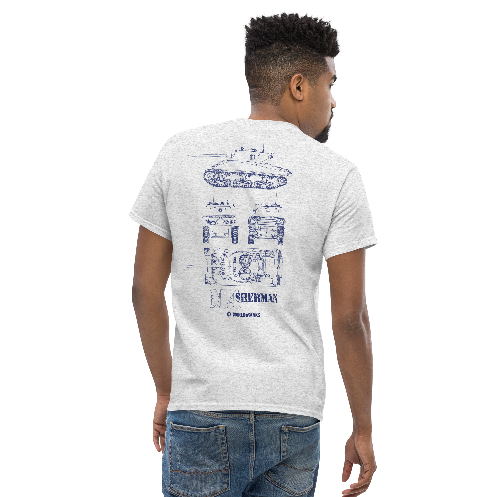 World of Tanks M4 Sherman Blueprint t-shirt cotone S-3XL