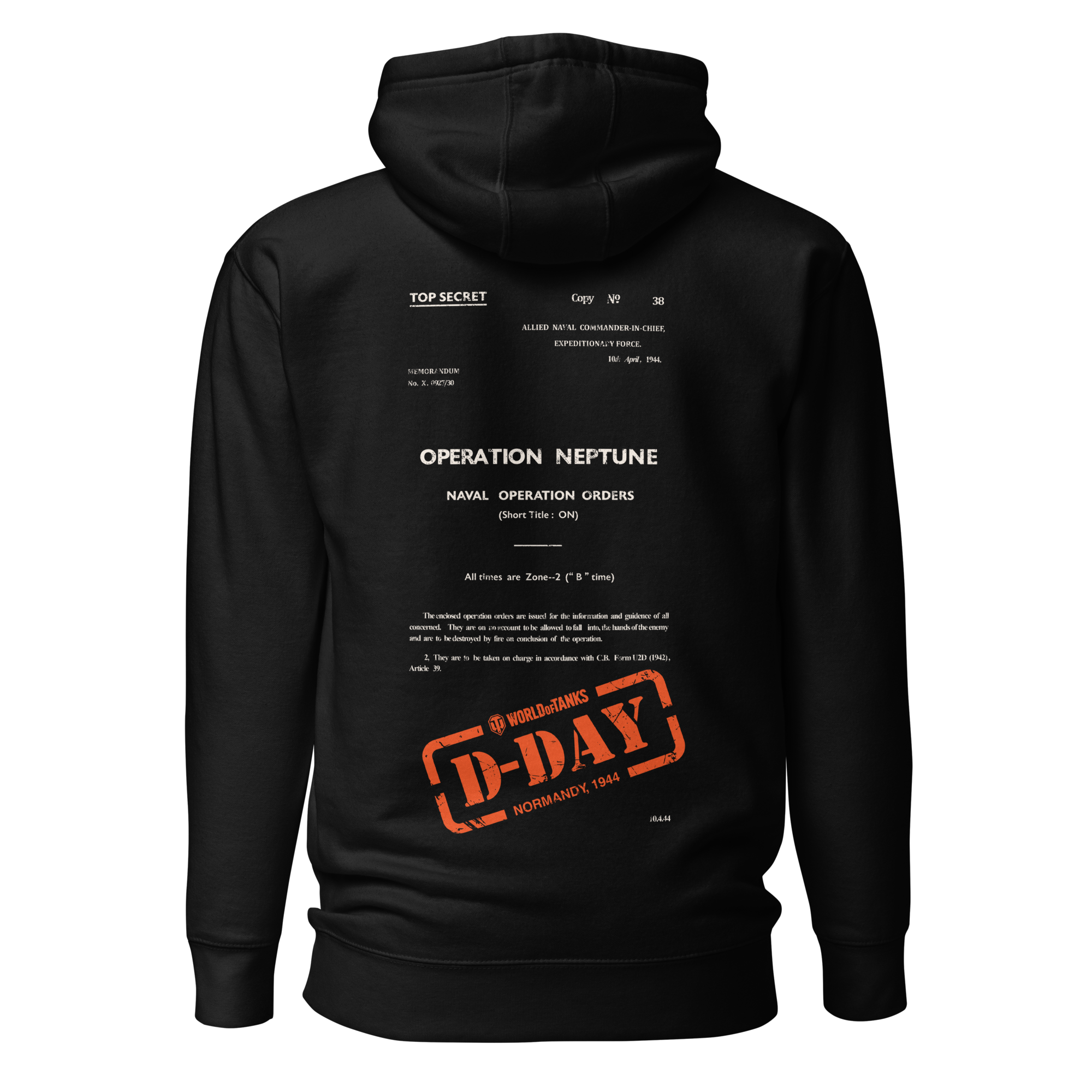 World of Tanks D-Day Top Secret Hoodie felpa nera cappuccio