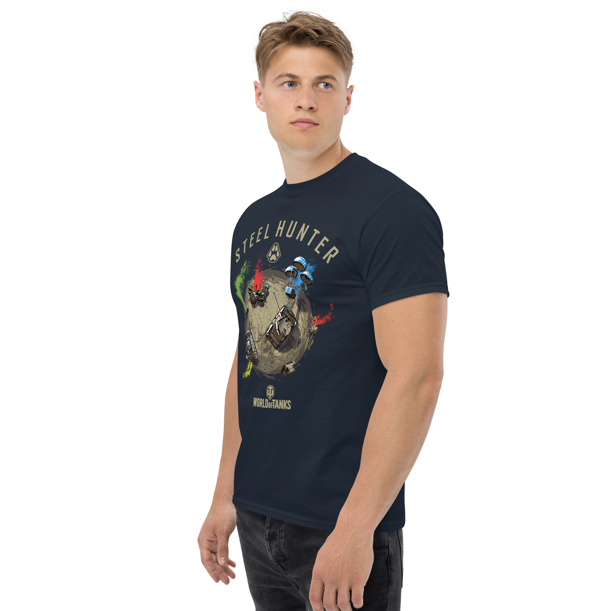World of Tanks Steel Hunter Global Tee t-shirt navy cotone