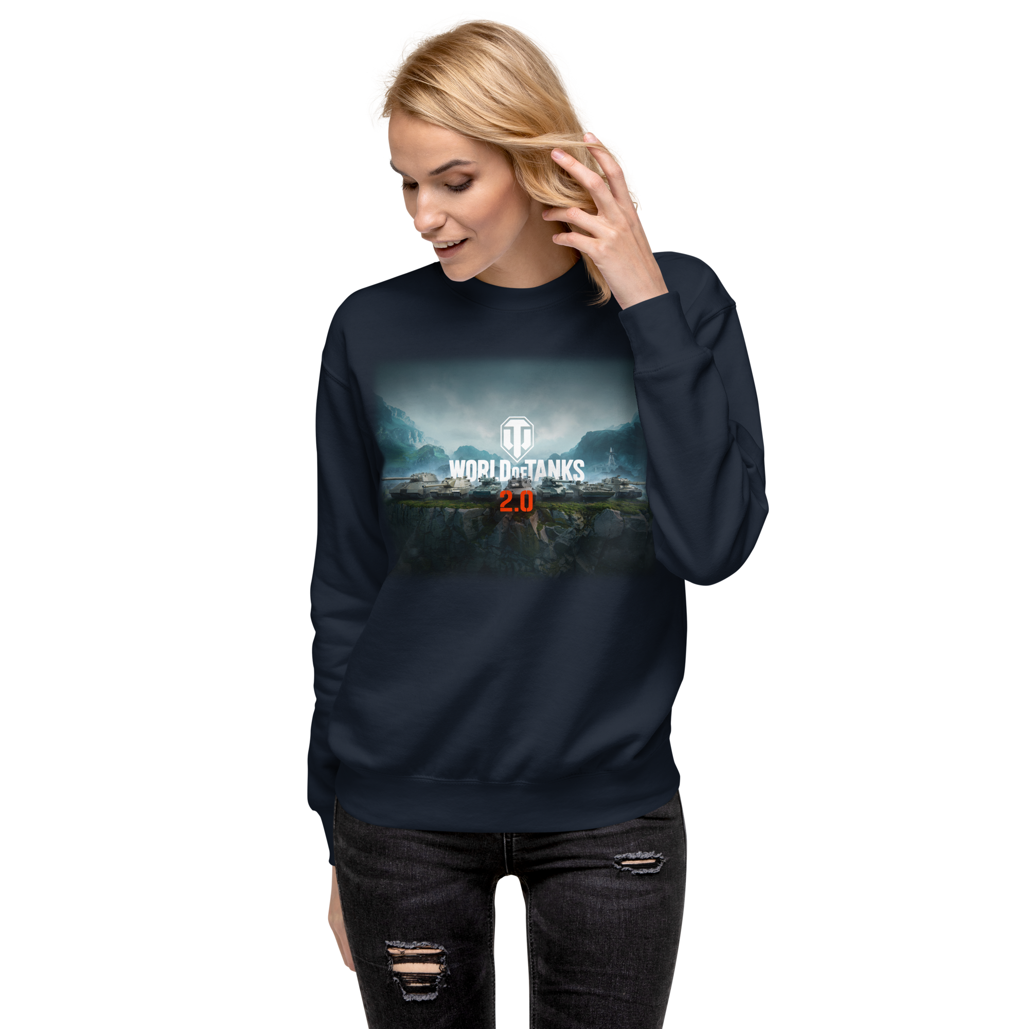 World of Tanks 2.0 Ridgeline felpa girocollo blu cotone