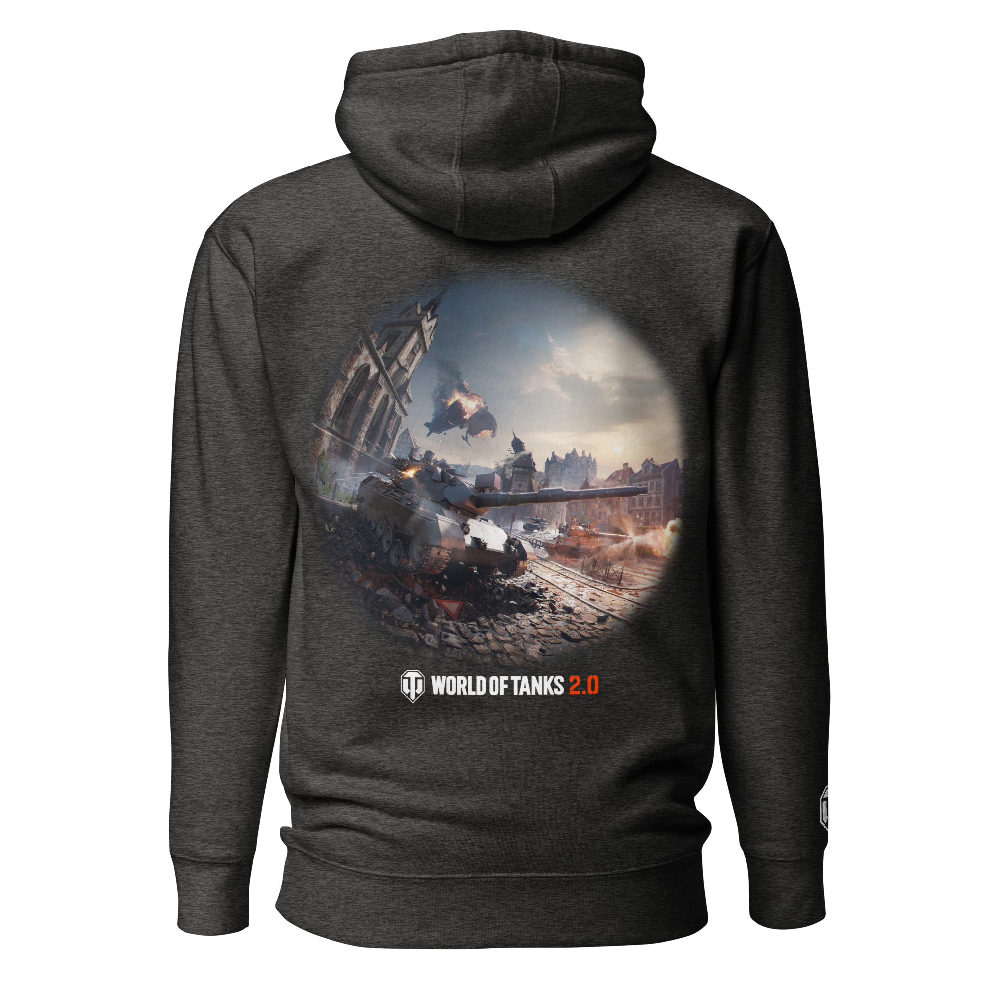 World of Tanks 2.0 felpa cappuccio charcoal heather