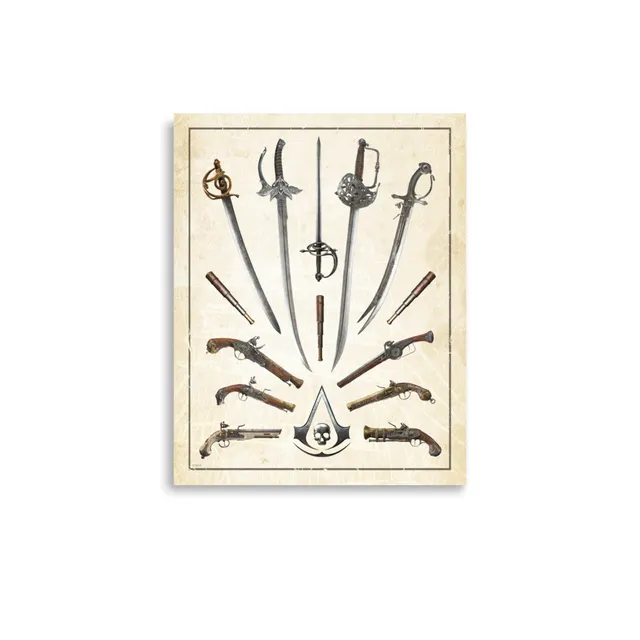 Assassin's Creed Black Flag Resynced poster Weapons carta vintage