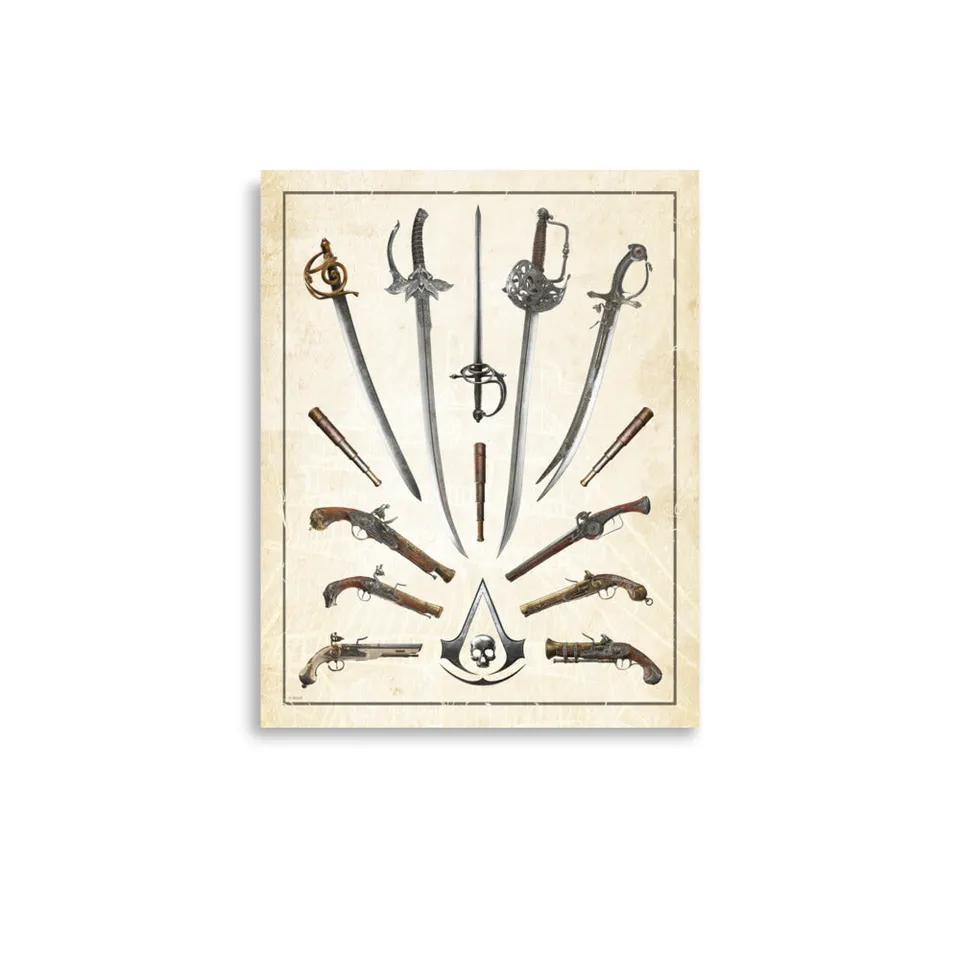 Assassin's Creed Black Flag Resynced poster Weapons carta vintage