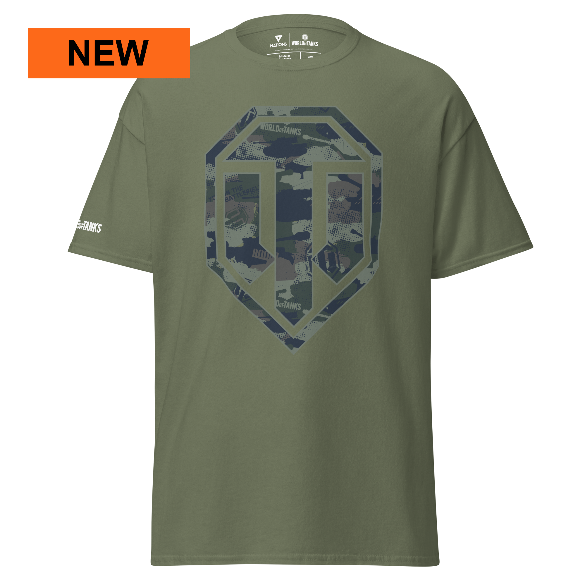 World of Tanks Tank Camo Logo t-shirt cotone