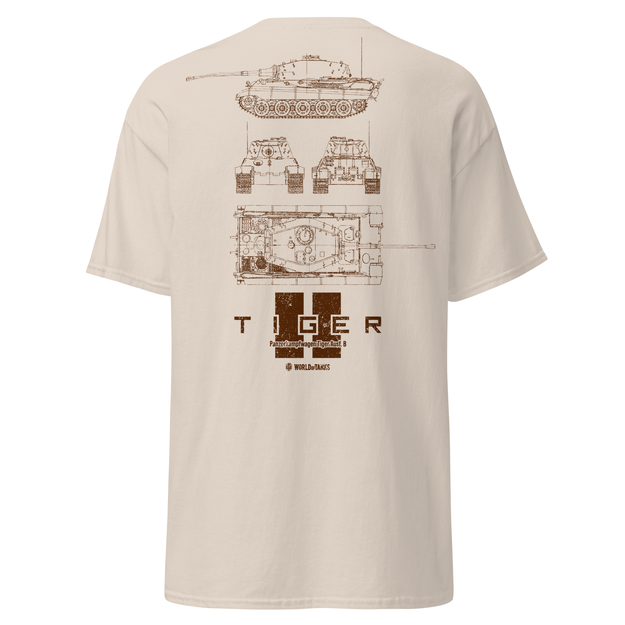 World of Tanks Blueprint Tiger II T-Shirt Cotone Unisex