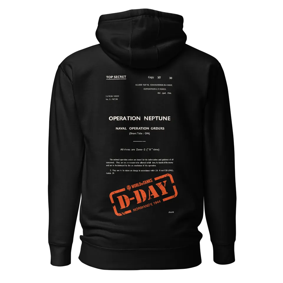 World of Tanks D-Day Top Secret Hoodie felpa nera cappuccio