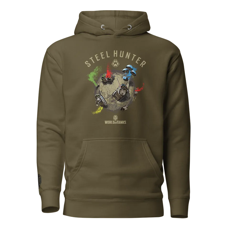 World of Tanks Steel Hunter felpa cappuccio verde unisex