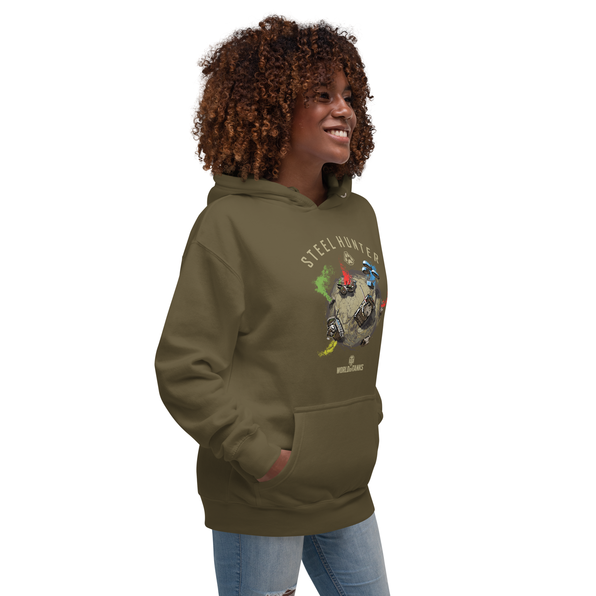 World of Tanks Steel Hunter felpa cappuccio verde unisex