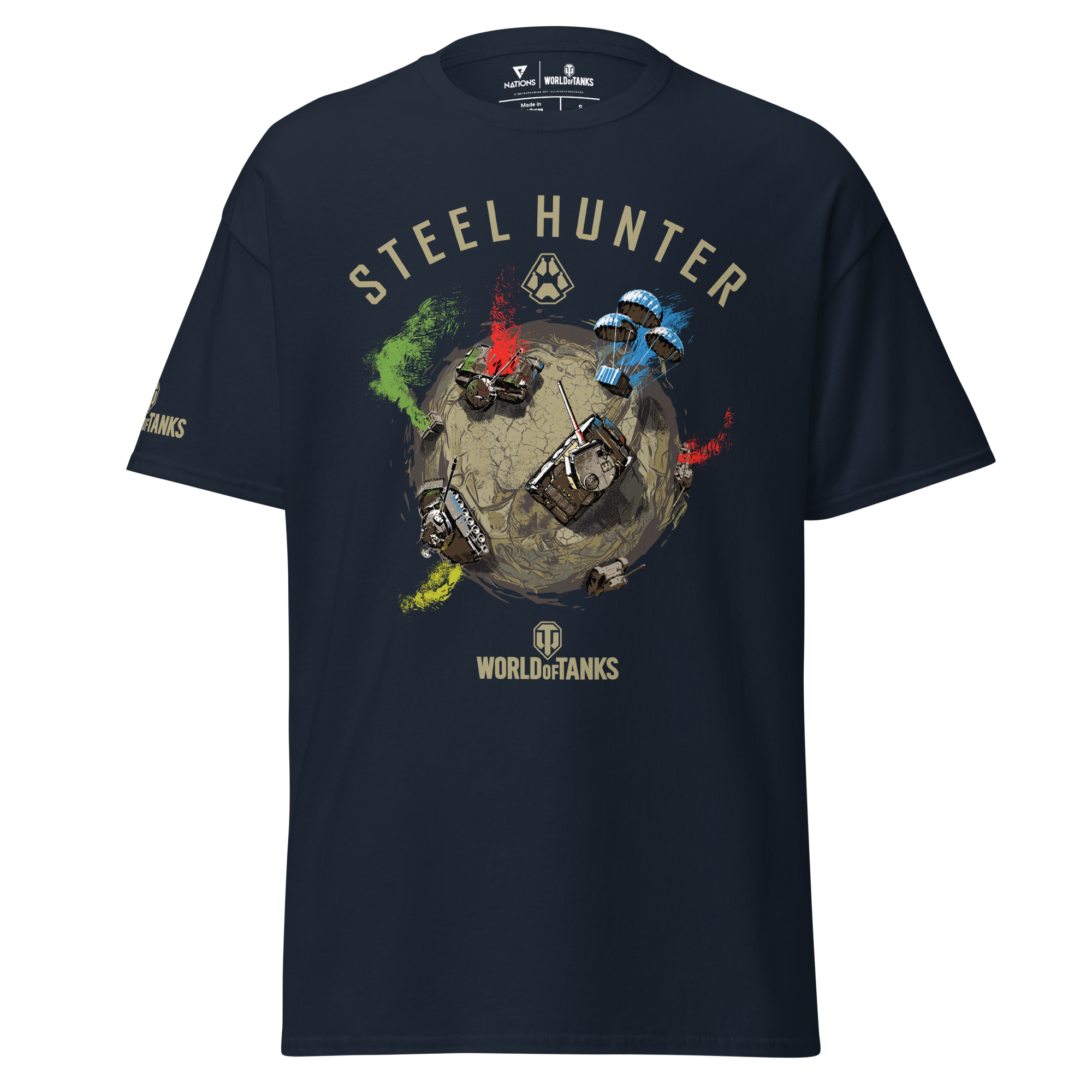 World of Tanks Steel Hunter Global Tee t-shirt navy cotone