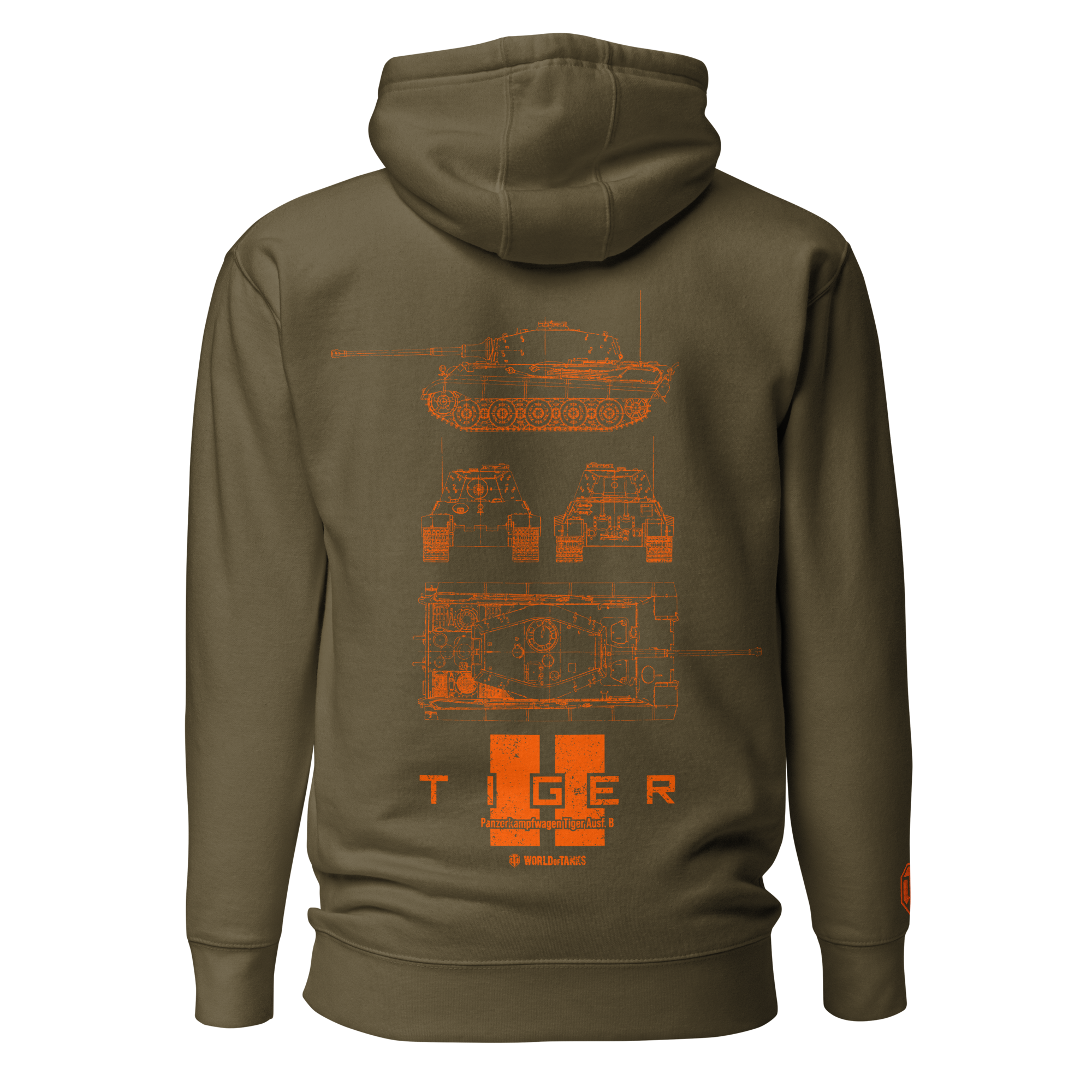 World of Tanks Tiger II Blueprint felpa cappuccio cotone S-3XL