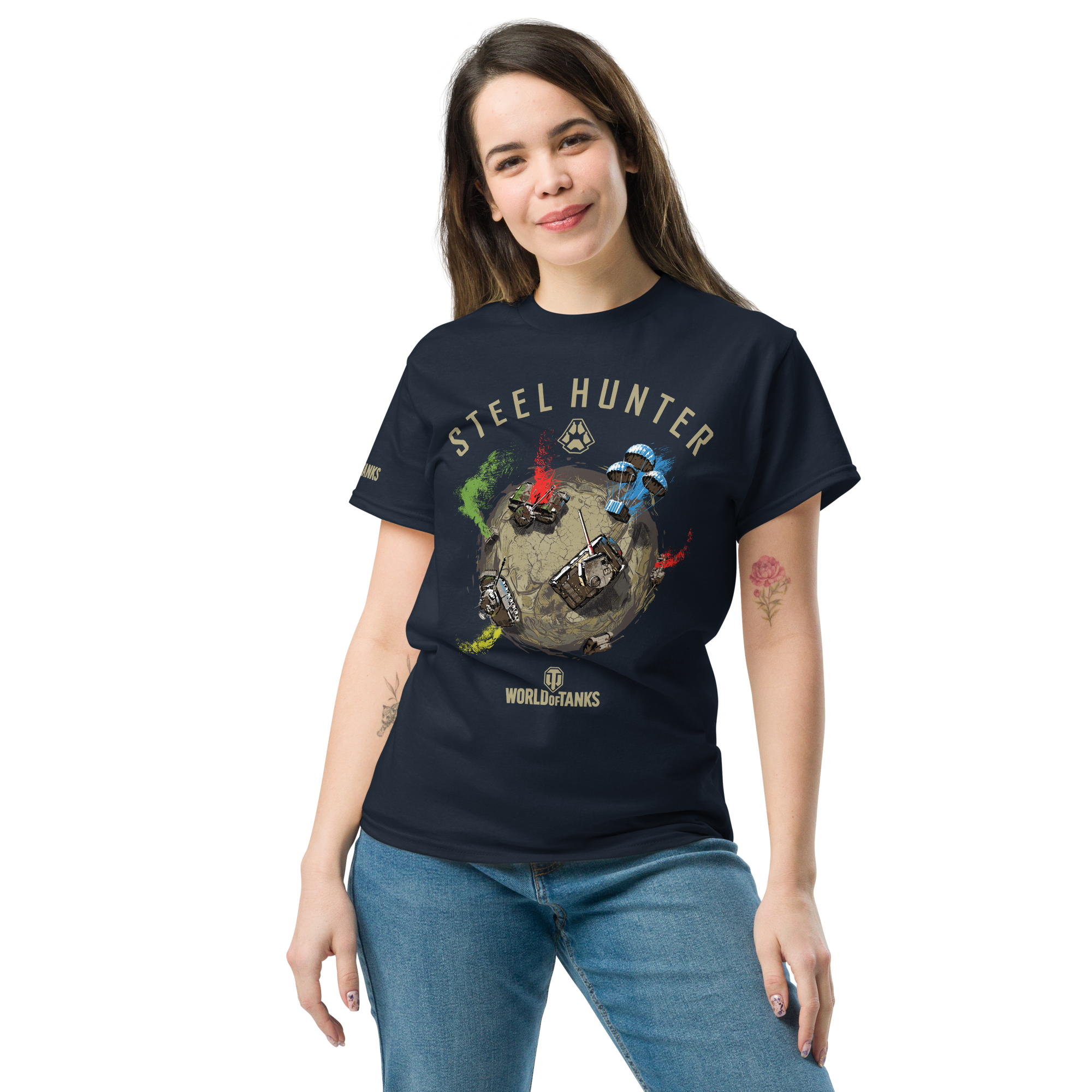World of Tanks Steel Hunter Global Tee t-shirt navy cotone