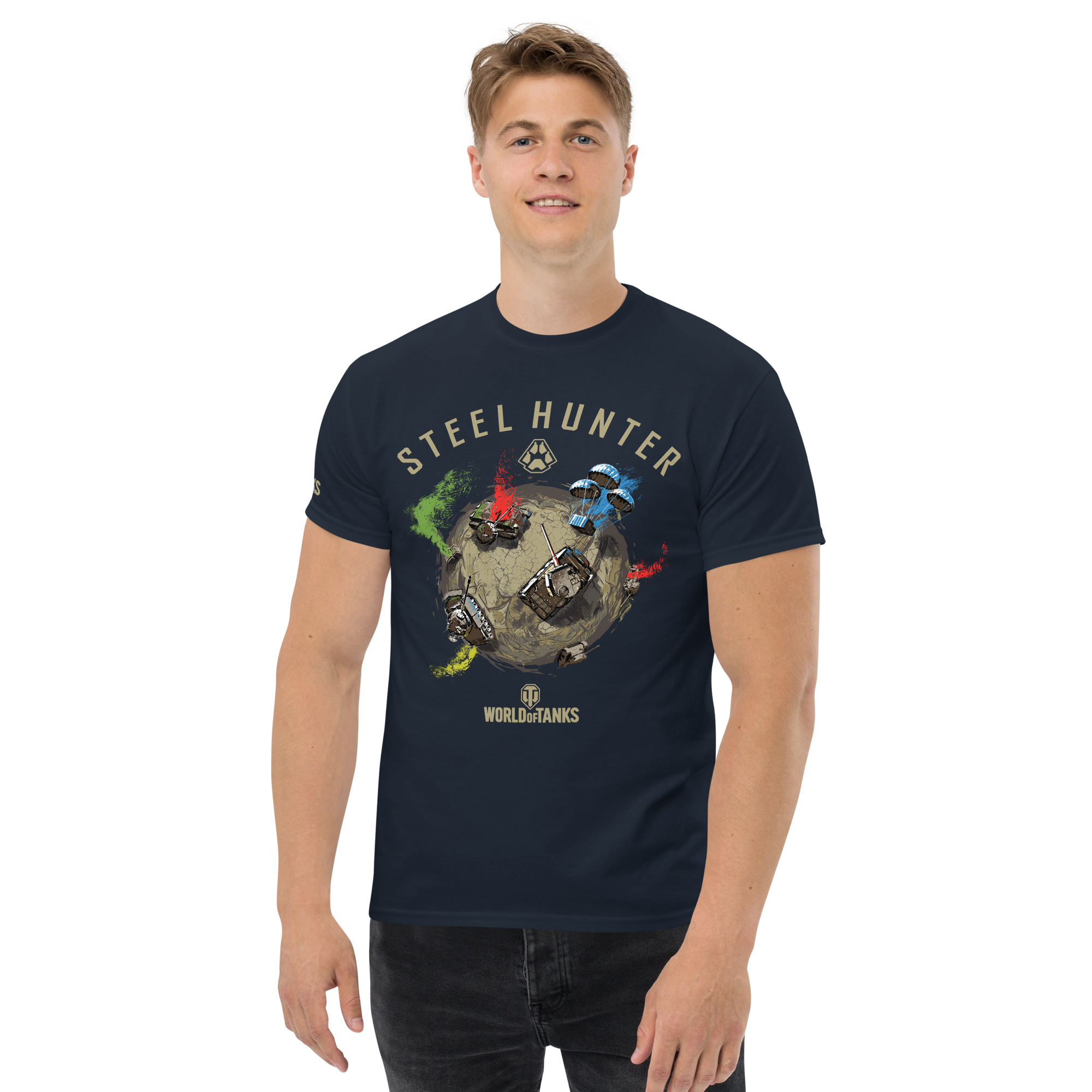 World of Tanks Steel Hunter Global Tee t-shirt navy cotone