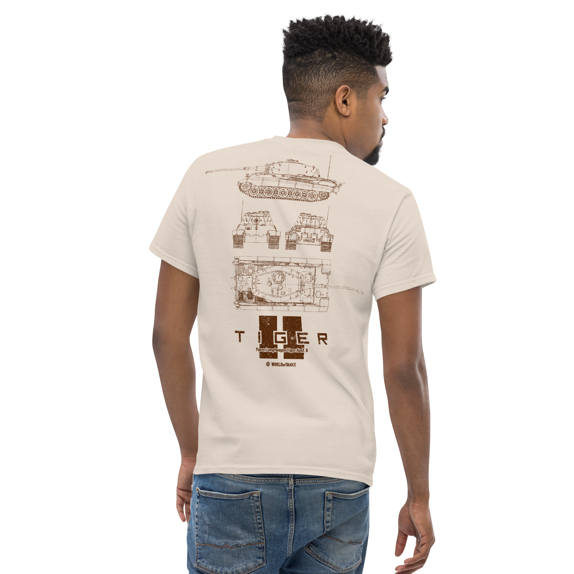 World of Tanks Blueprint Tiger II T-Shirt Cotone Unisex