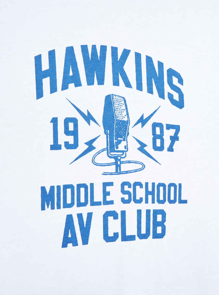Stranger Things Hawkins AV Club t-shirt cotone bio