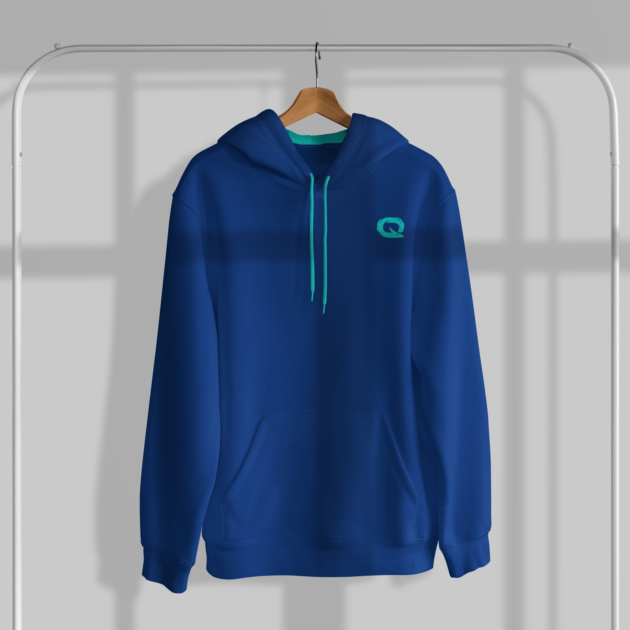 Qlash Blue Navy Minimal felpa con cappuccio blu