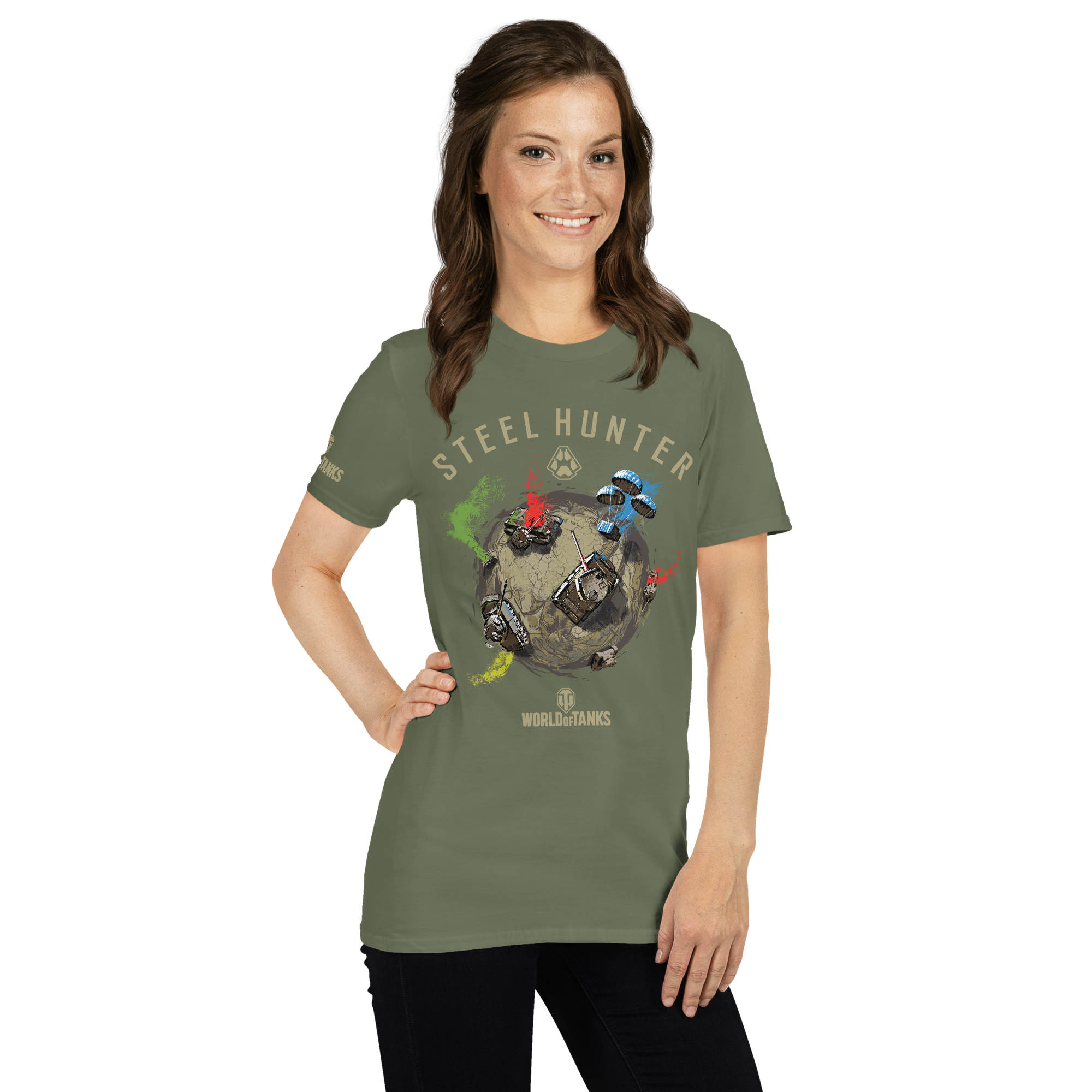World of Tanks Steel Hunter Global Tee t-shirt verde army cotone