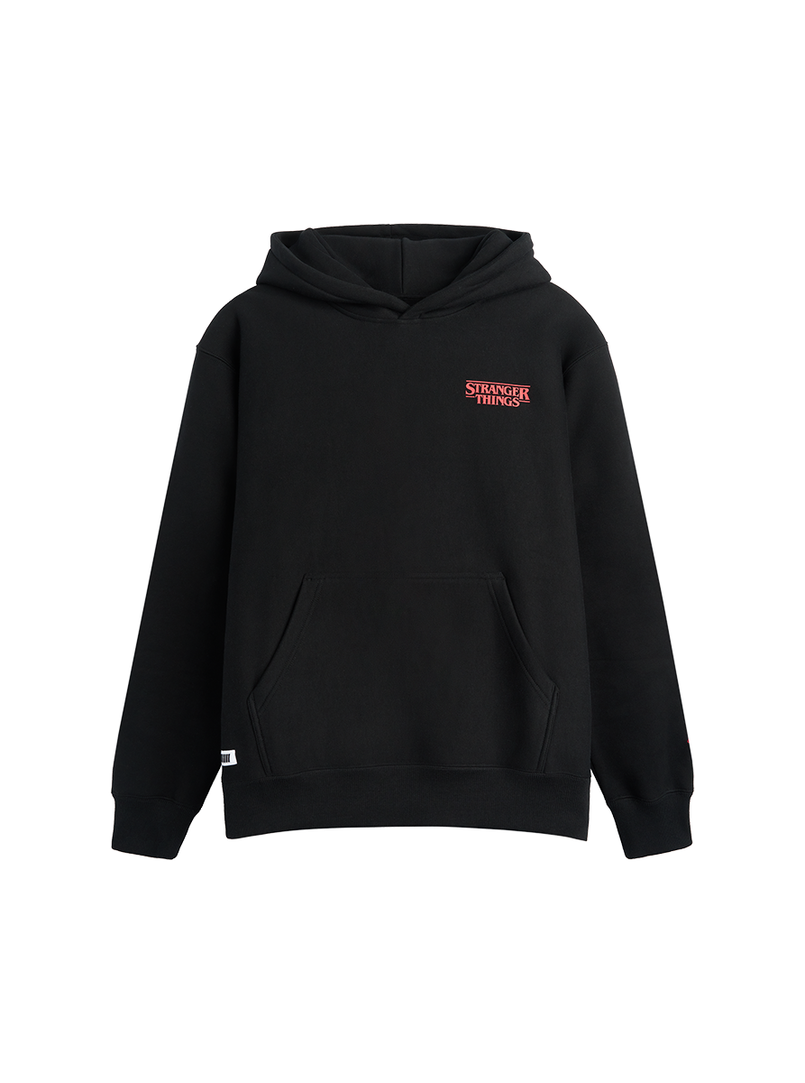 Stranger Things felpa nera logo ricamato cotone bio