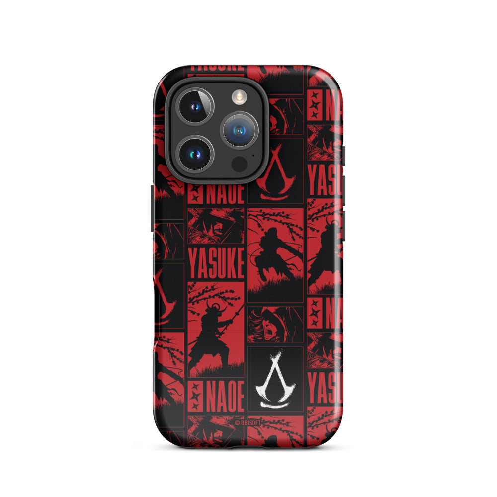Ubisoft Assassin's Creed Names cover iPhone 16 Pro Max doppia protezione