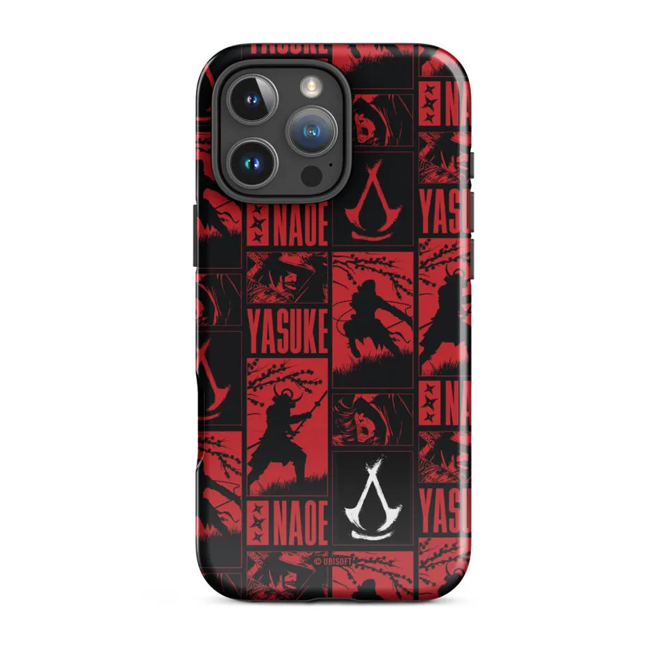 Ubisoft Assassin's Creed Names cover iPhone 16 Pro Max doppia protezione