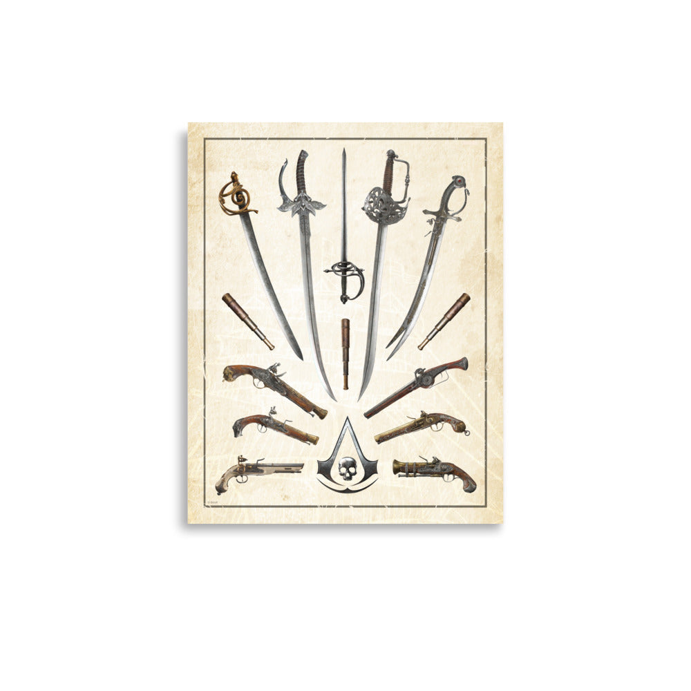 Assassin's Creed Black Flag Resynced poster Weapons carta vintage