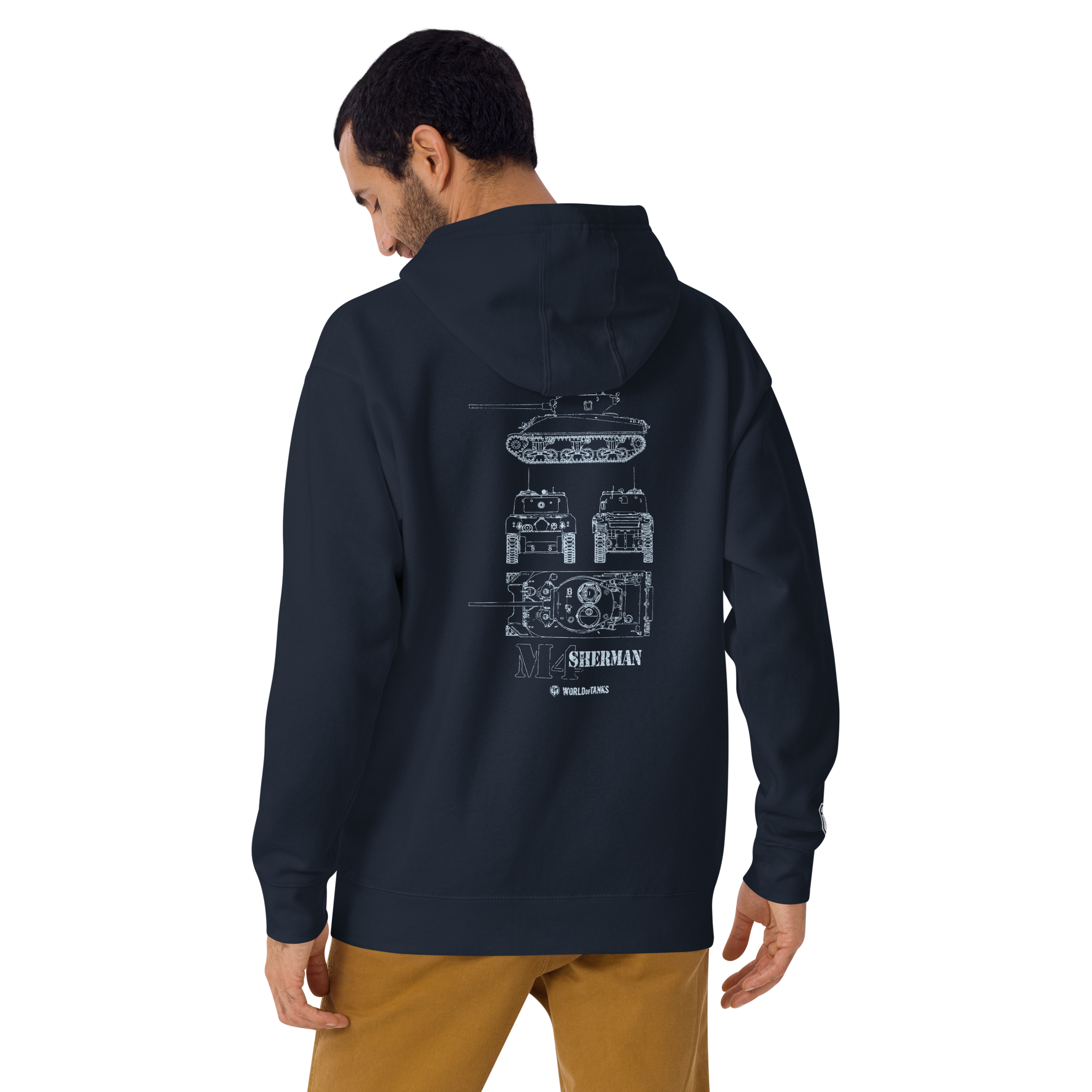 World of Tanks M4 Sherman Blueprint felpa cappuccio tasca