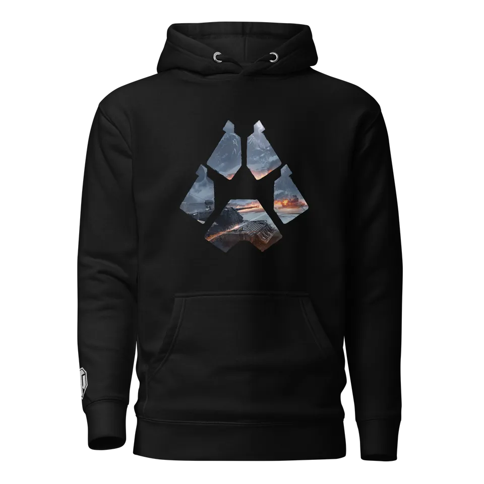 World of Tanks Steel Hunter Icon Hoodie felpa nera cappuccio