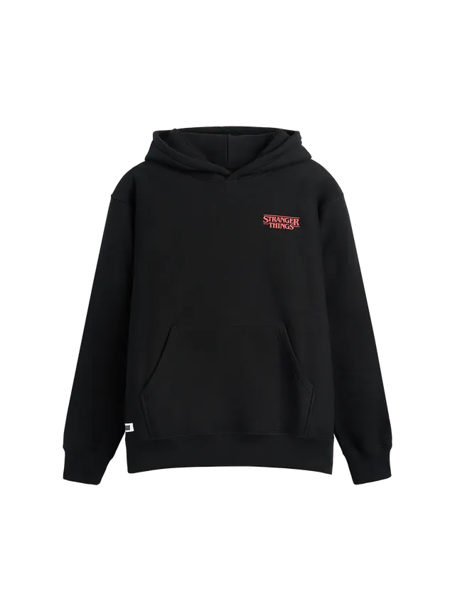 Stranger Things felpa nera logo ricamato cotone bio