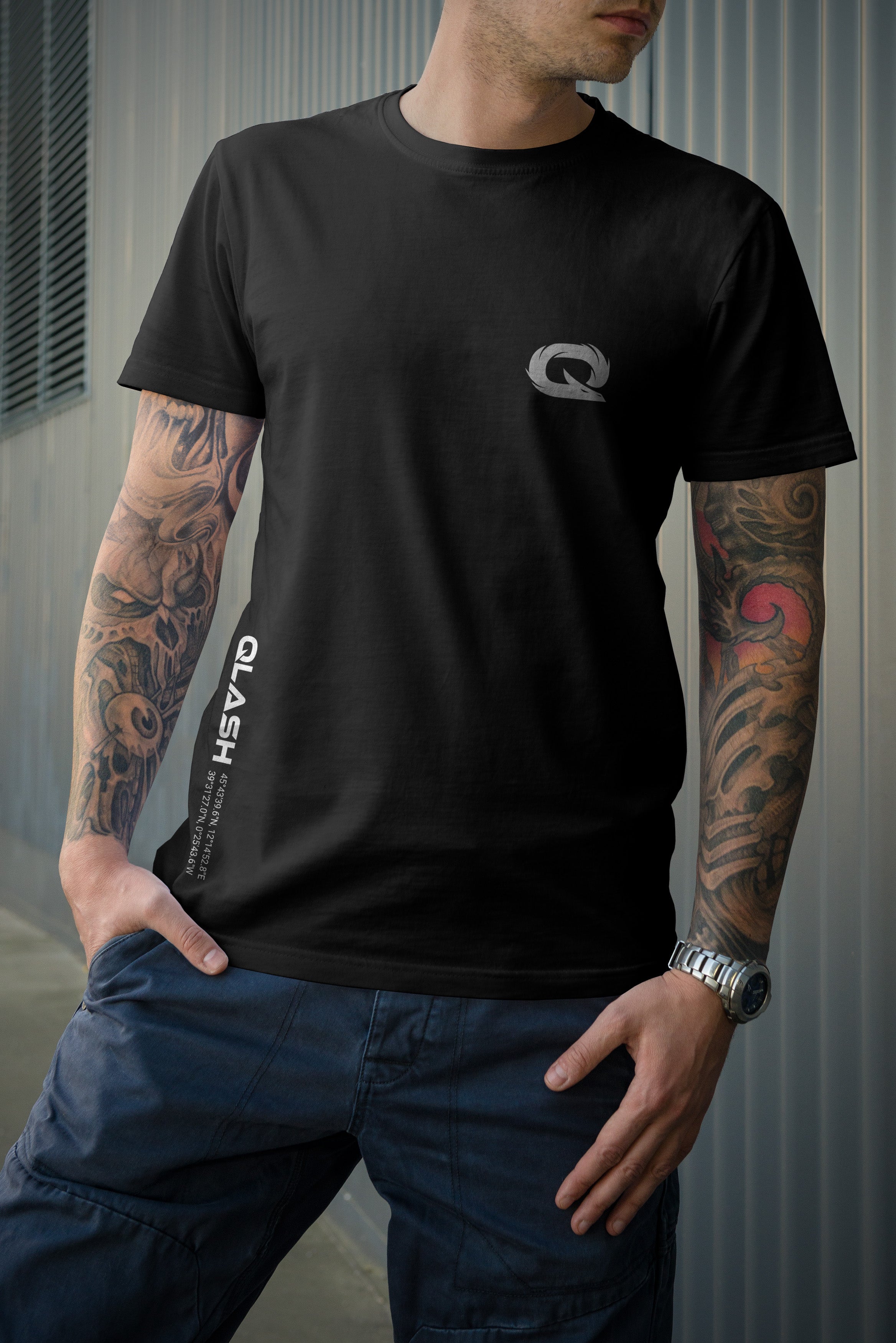 Qlash Minimal maglietta nera 100% cotone