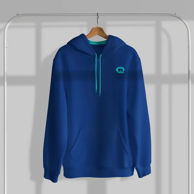 Qlash Blue Navy Minimal felpa con cappuccio blu
