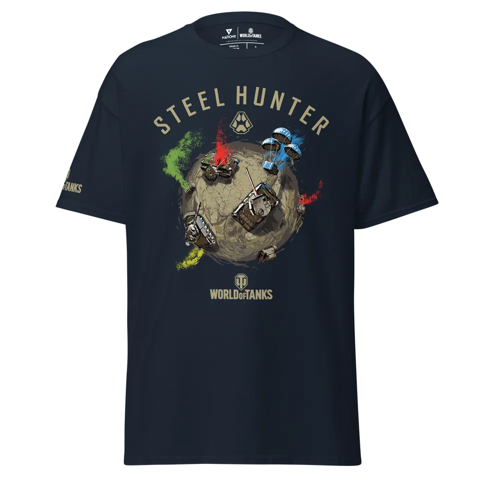 World of Tanks Steel Hunter Global Tee t-shirt navy cotone