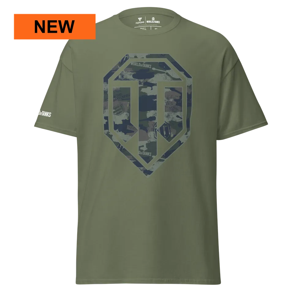 World of Tanks Tank Camo Logo t-shirt cotone
