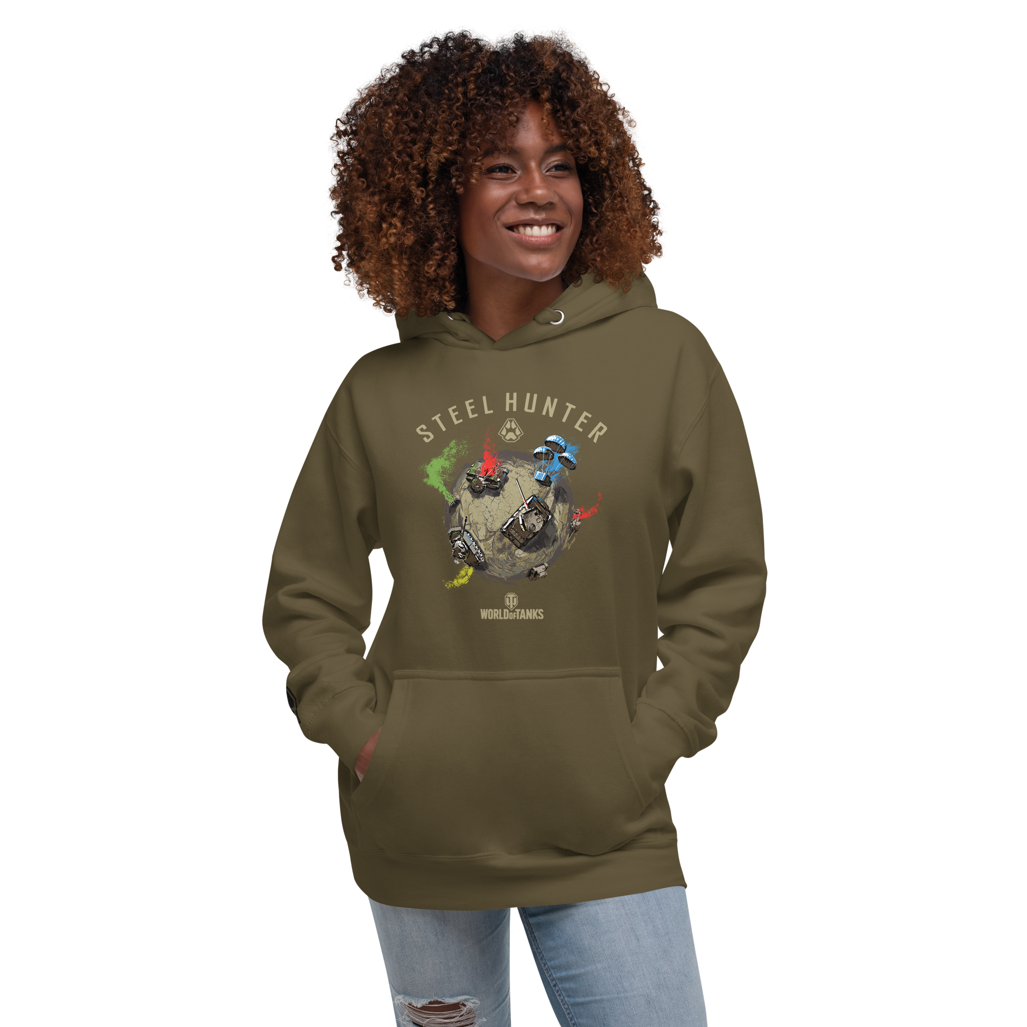 World of Tanks Steel Hunter felpa cappuccio verde unisex