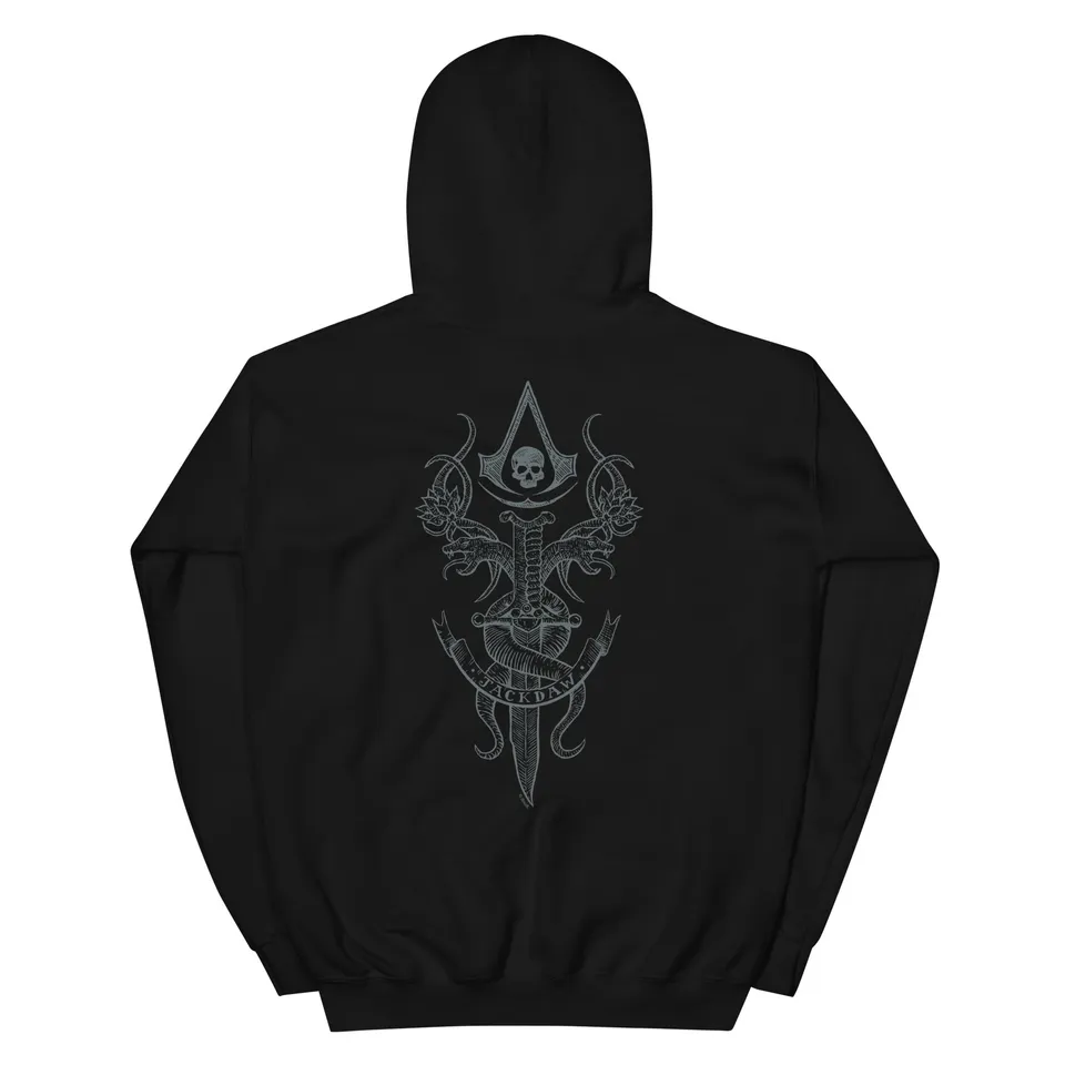 Ubisoft Assassin's Creed Black Flag Jackdaw felpa cappuccio nera