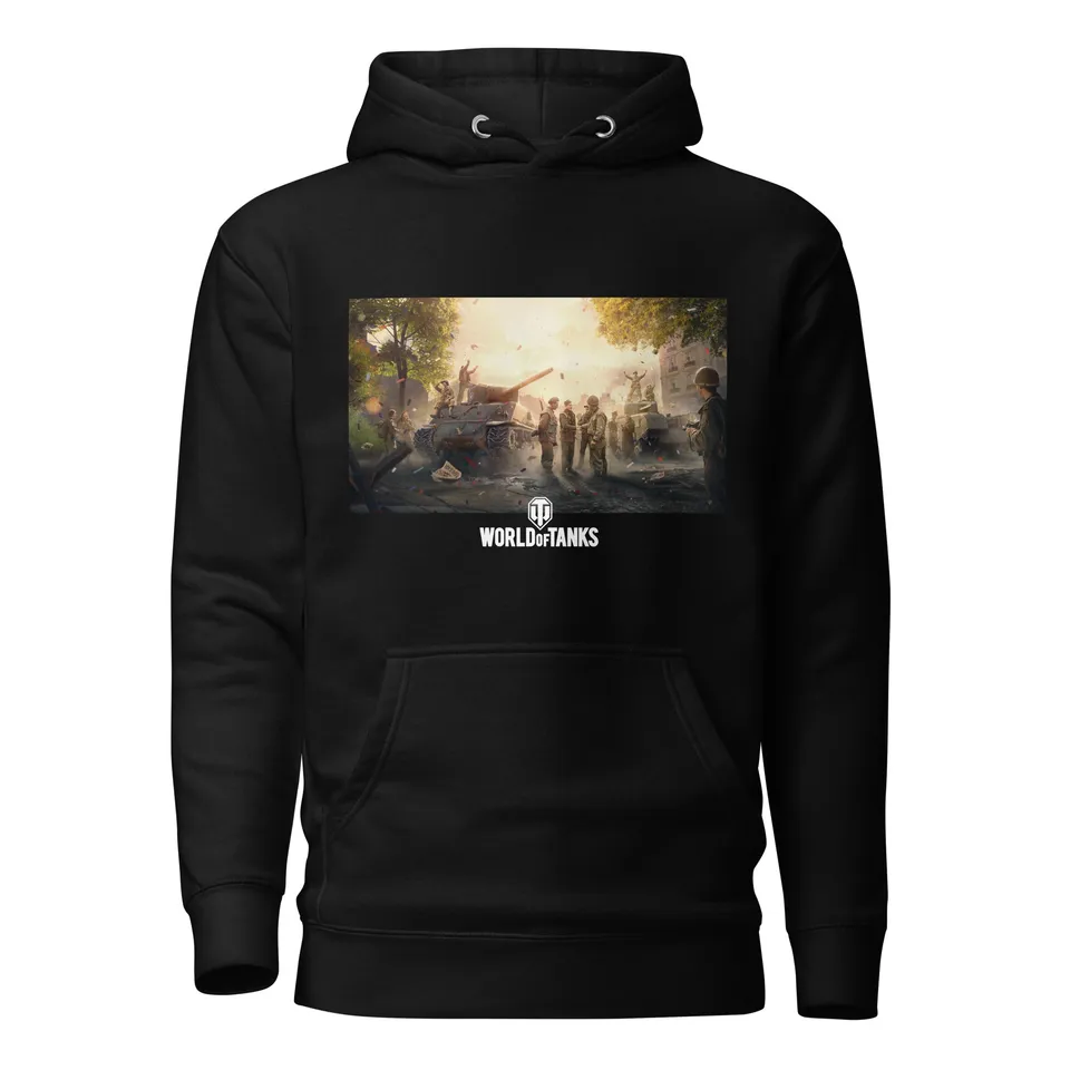 World of Tanks Victory Day Panels felpa cappuccio nera