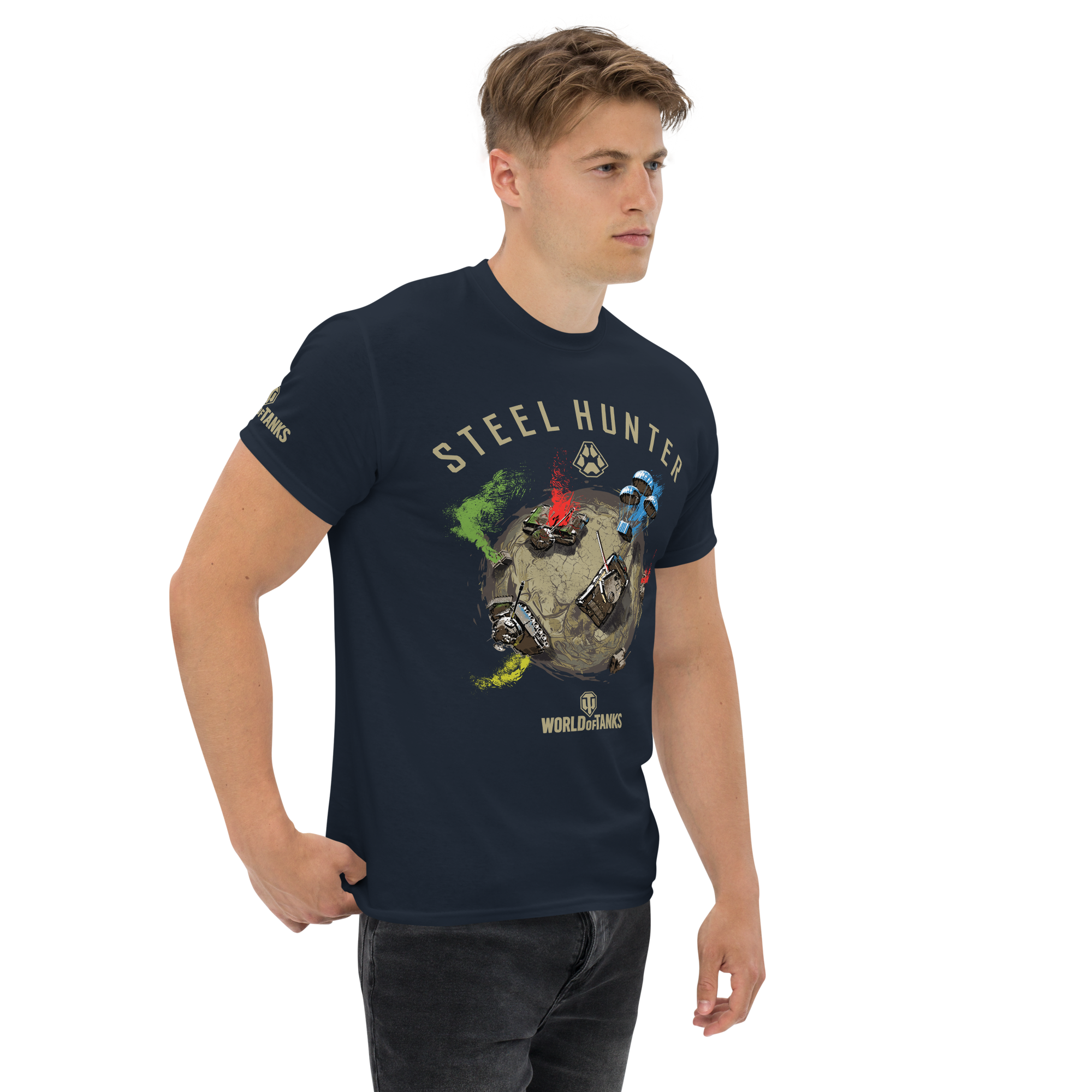World of Tanks Steel Hunter Global Tee t-shirt navy cotone