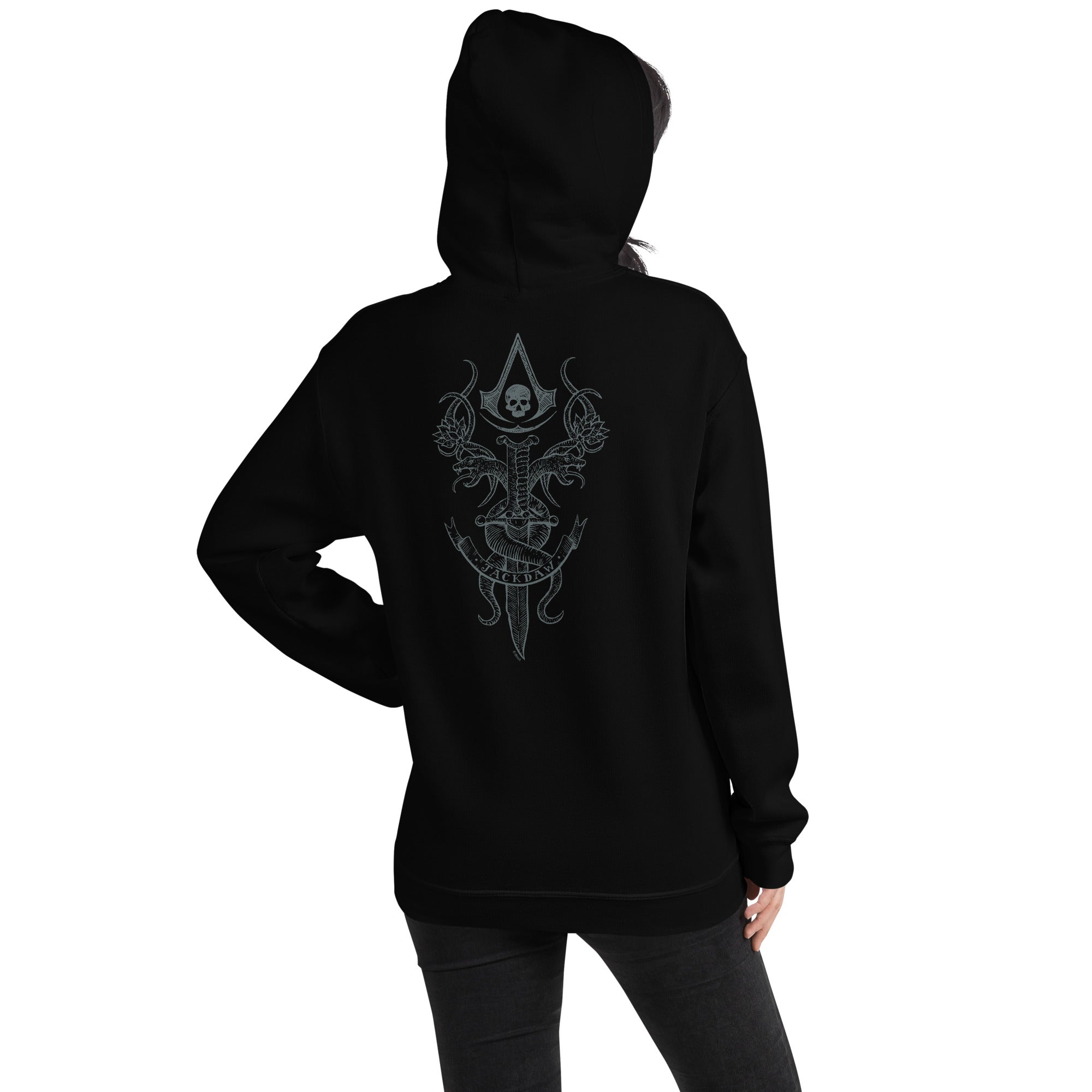 Ubisoft Assassin's Creed Black Flag Jackdaw felpa cappuccio nera