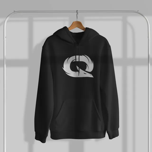 Qlash Minimal 2.0 felpa nera con cappuccio cotone