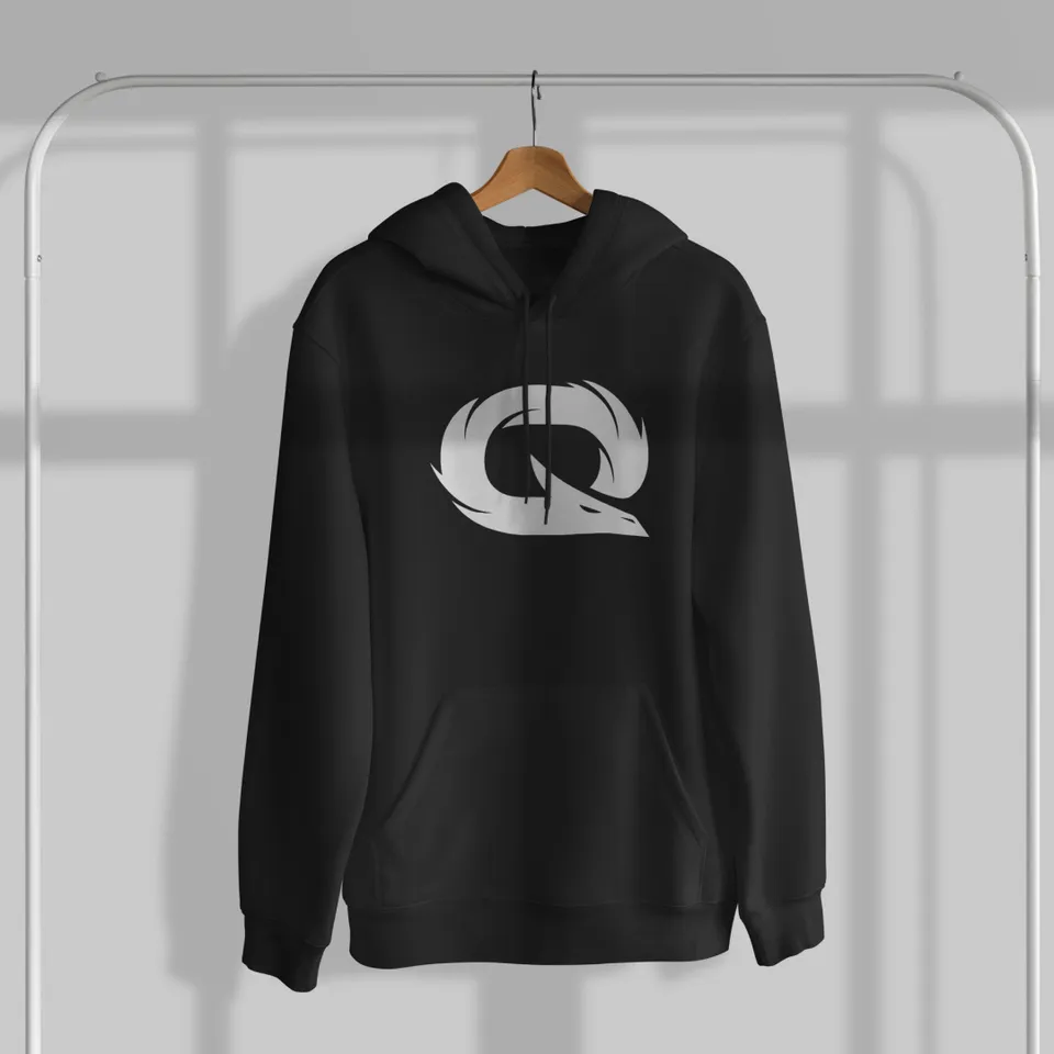 Qlash Minimal 2.0 felpa nera con cappuccio cotone