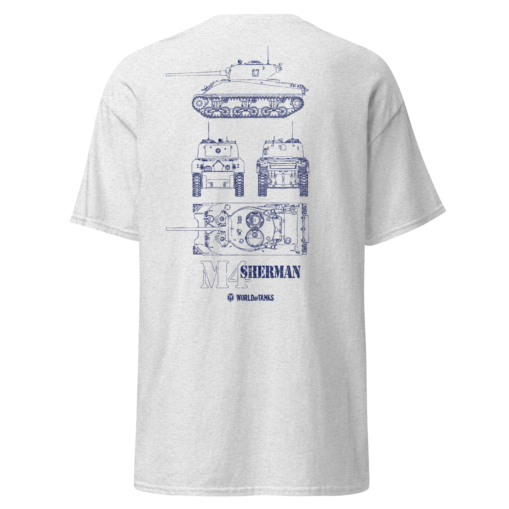 World of Tanks M4 Sherman Blueprint t-shirt cotone S-3XL