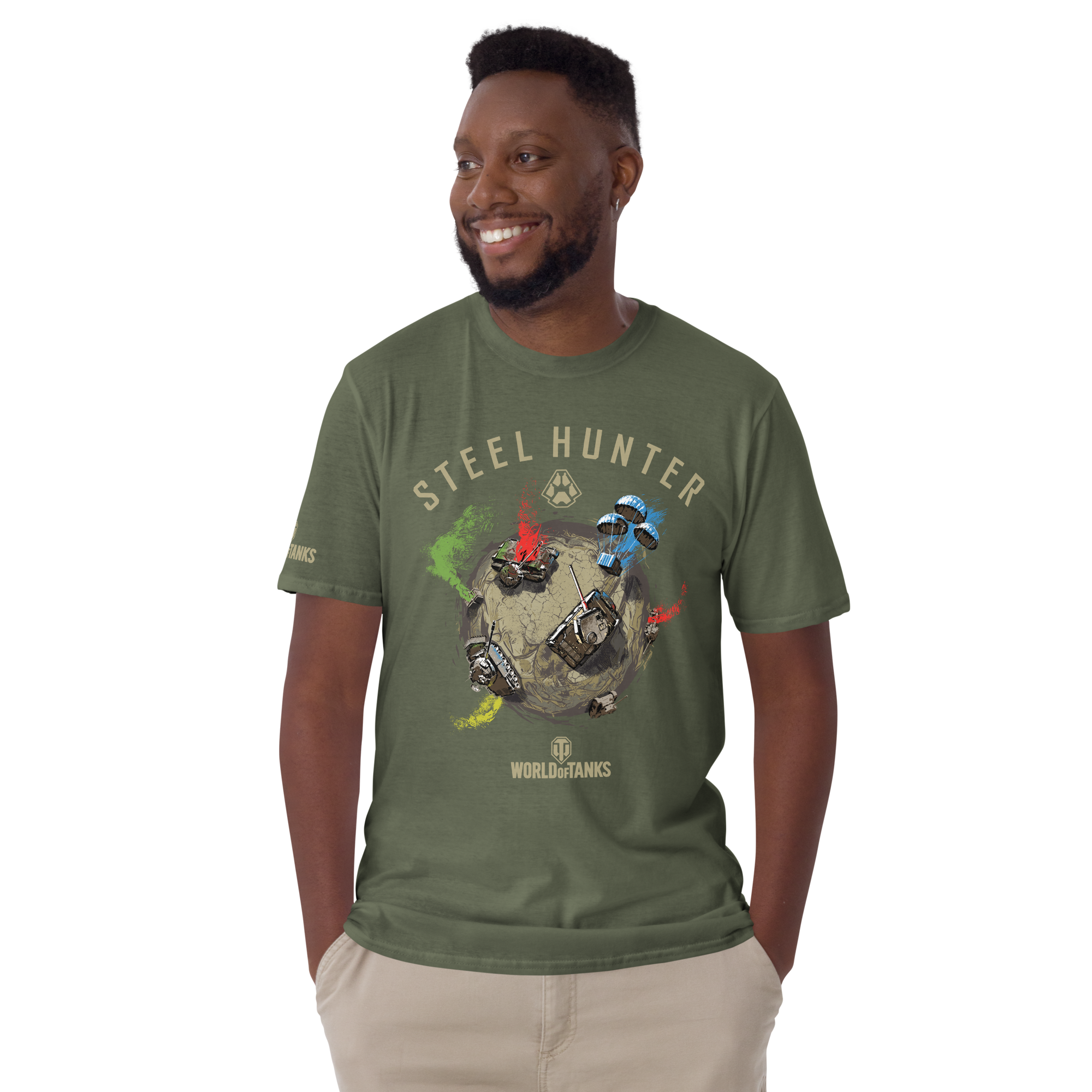 World of Tanks Steel Hunter Global Tee t-shirt verde army cotone