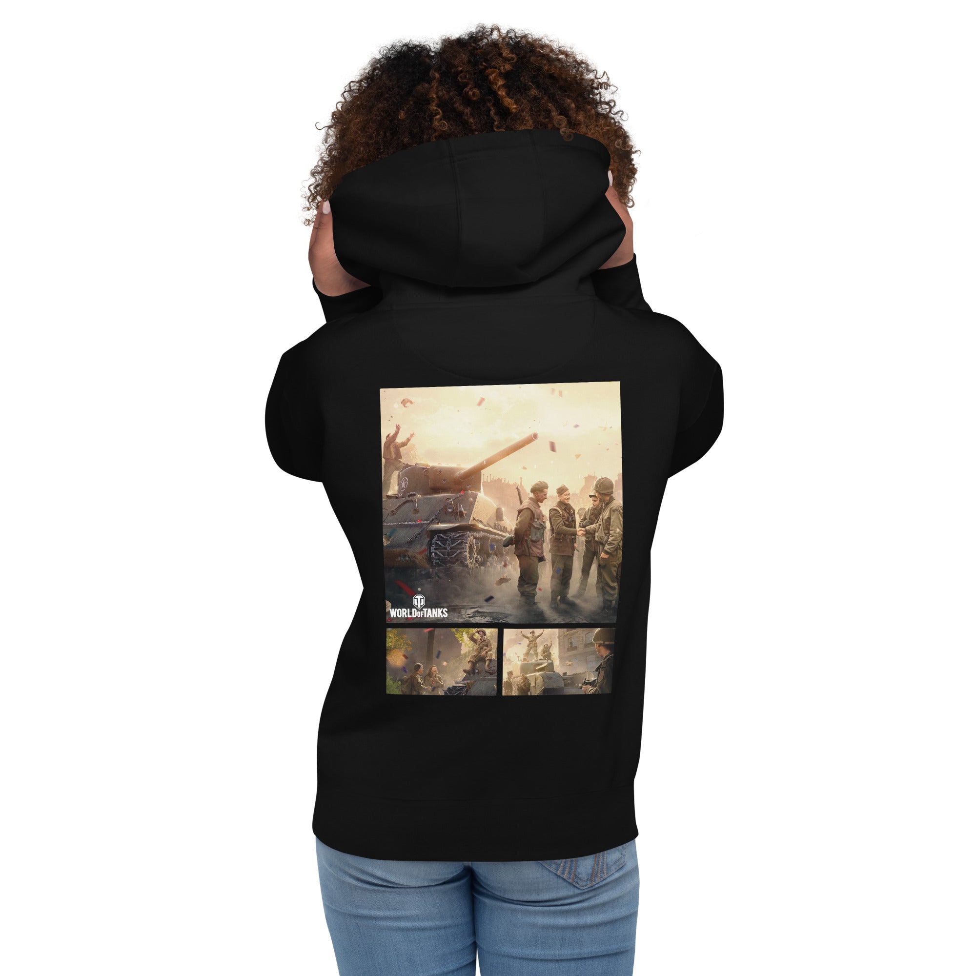World of Tanks Victory Day Panels felpa cappuccio nera