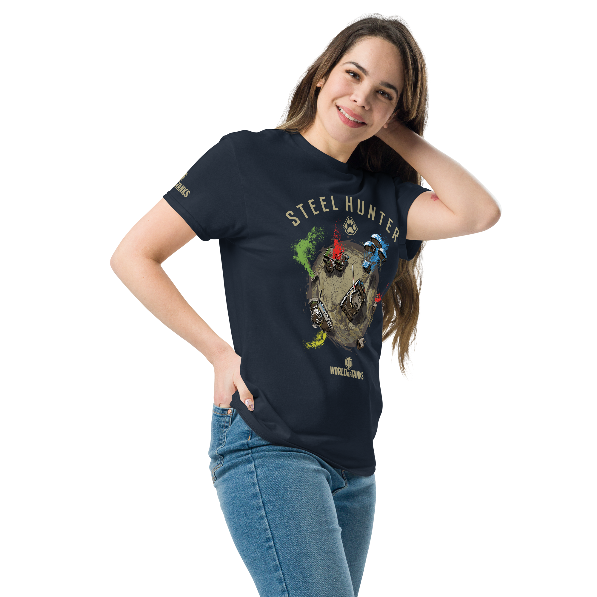 World of Tanks Steel Hunter Global Tee t-shirt navy cotone