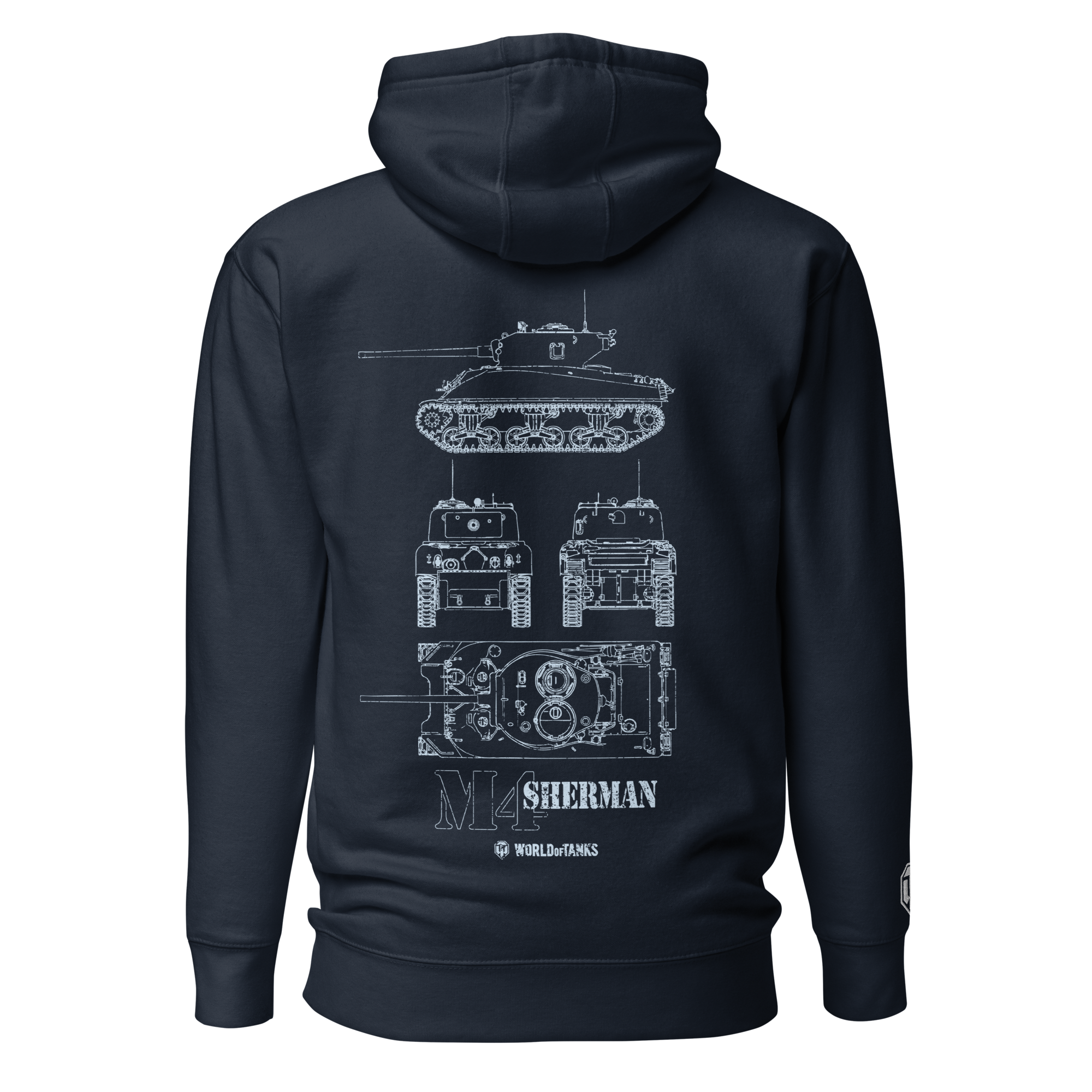 World of Tanks M4 Sherman Blueprint felpa cappuccio tasca
