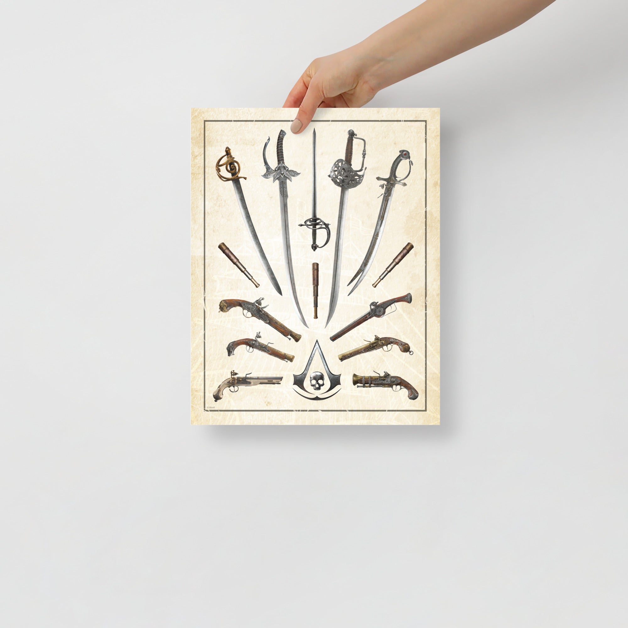 Assassin's Creed Black Flag Resynced poster Weapons carta vintage