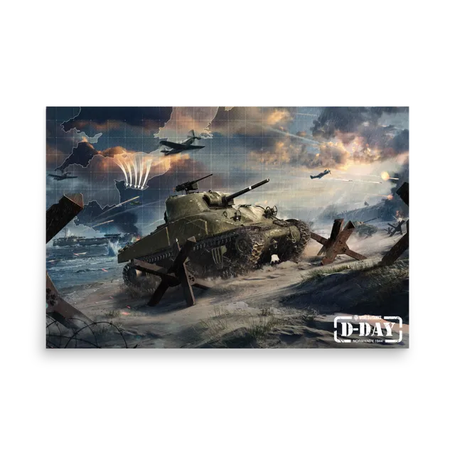 World of Tanks D-Day poster carta opaca licenza ufficiale