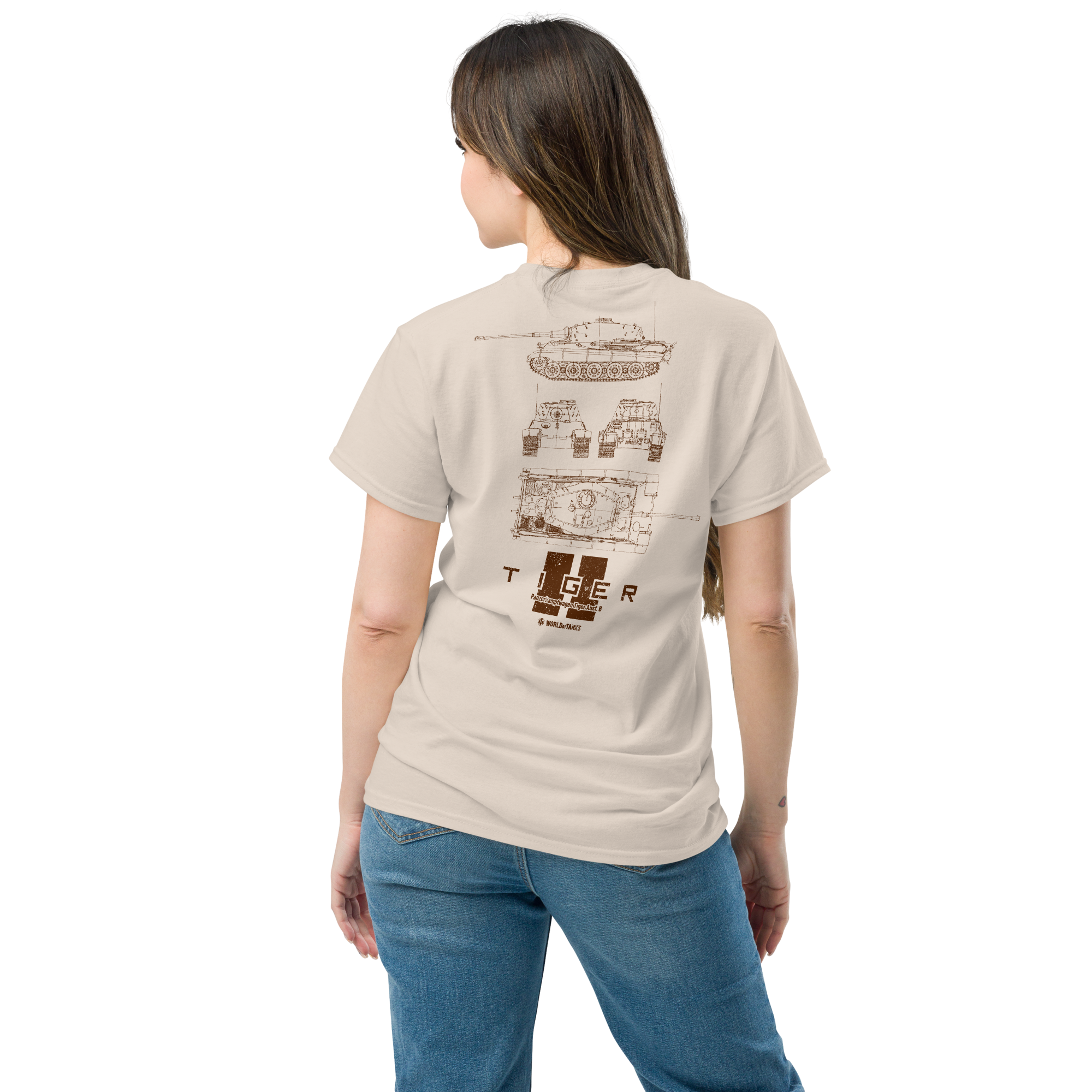 World of Tanks Blueprint Tiger II T-Shirt Cotone Unisex